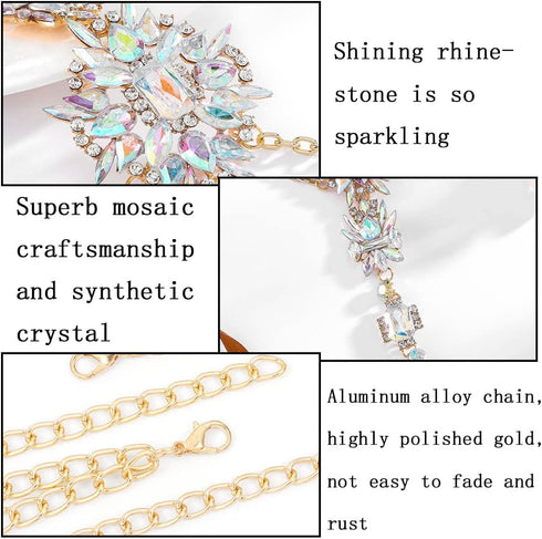 ELABEST Boho Rhinestone Statement Chest Chain Crystal Necklace Body Chain Summer Beach Body Jewelry Accessories for Women...