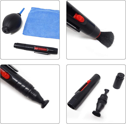 Honbay 3-in-1 Camera Cleaning Kit: Air Blower, Cloth, Pen - Black Silicone for Optics...