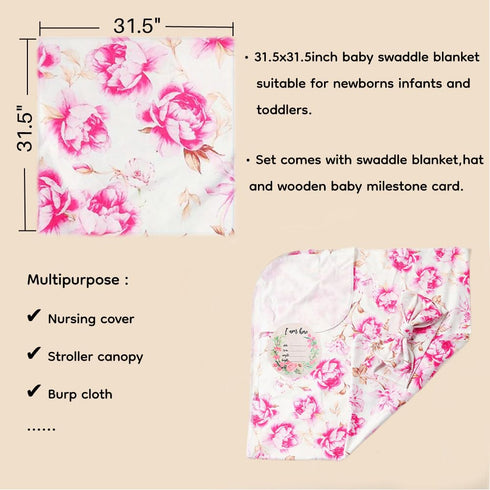 Baby Swaddle Blanket and Headband Set, Newborn Receiving Blanket Swaddle Wrap for Girls and Boys, Swaddling Blankets Neutral for Newborn?Soft and ...