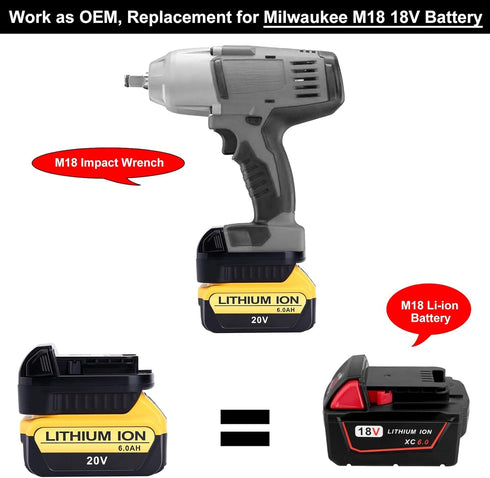 Biswaye Adapter Compatible with Milwaukee M18 Tools, Compatible with DeWalt 20V Max Battery to Replacement for Milwaukee M18 18-Volt Battery, DW18...