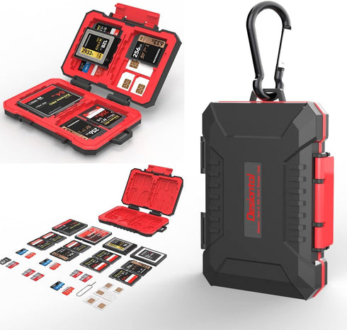 34 Slots Memory Card Case Wallet for 8 SD SDHC SDXC Card & 12 TF MicroSD Card & 1 Card Pin & 2 Nano SIM & 2 Micro SIM Card & 1 SIM Card & 4 CF or ...