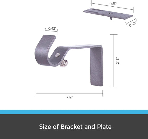 Kenney Fast Fit 5/8" No Measure Curtain Rod Brackets, Pewter...