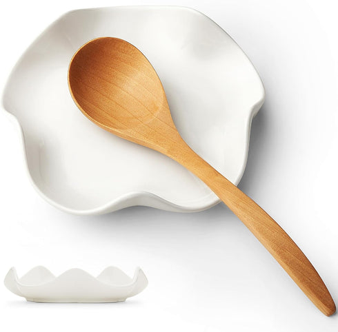 Mfacoy Spoon Rest for Stove Top, 5.3 Inch Ceramic Spoon Holder for Kitchen Counter, Coffee Spoon Holder, Cooking Utensil Rest for Spoons, Ladles, ...