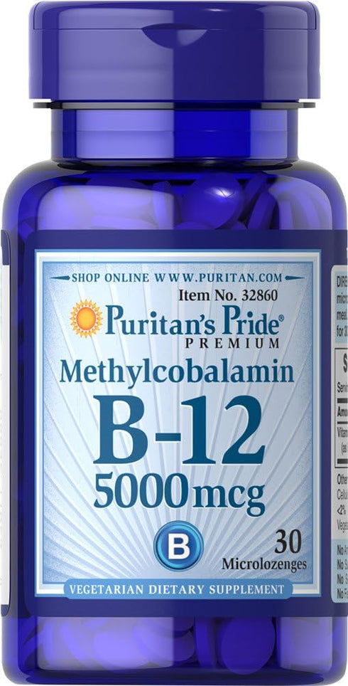 Puritan's Pride Methylcobalamin Vitamin B-12 5000 Mcg-30 Microlozenges, 30 Count...