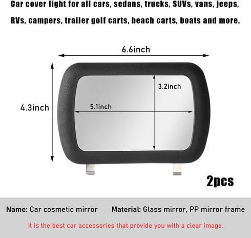 2 PCS Car Sun Visor Vanity Mirror, Clip On Auto Rear View Sun Visor Makeup Mirror, Vehicle Sun-Shading Cosmetic Mirror for Women Girls, Universal ...