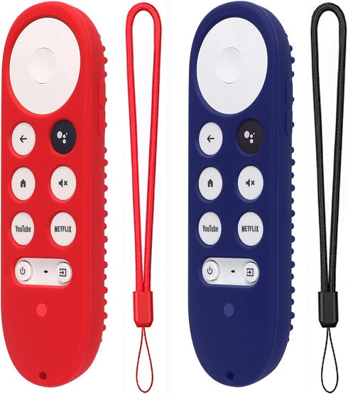2 Pack Silicone Case for Chromecast with Google TV 2020 Voice Remote Protective Cover for 2020 Chromecast Voice Remote (Red+Midnight Blue)...
