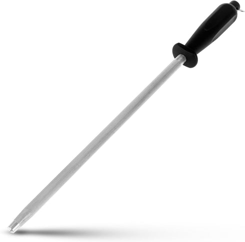 Professional Carbon Steel Black Knife Sharpening Steel, Black 12 Inch...