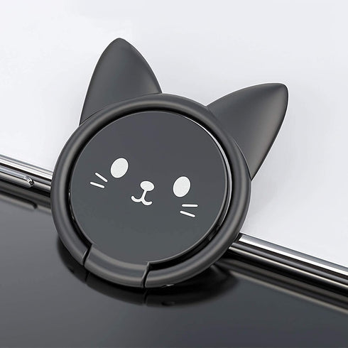 Cell Phone Ring Holder Ultra-Thin Cute Cat Metal Finger Grip 360° Rotation 180° Flip Kickstand Phone Grip for Magnetic Car Mount Compatible with A...