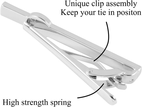 Tie Clips for Men, Black Gold Silver 2.1inch Initial Alphabet Letter Tie Clip Bar Set...