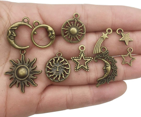 100g (About 80pcs) Craft Supplies Celestial Collection Charms Pendants for Crafting, Jewelry Findings Making Accessory for DIY Necklace Bracelet (...