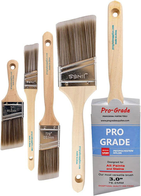 Pro Grade - Paint Brushes - 5 Pack Variety Angle Paint Brushes...