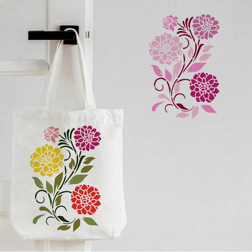 FINGERINSPIRE Dahlia Stencil 11.7x8.3 inch Plastic Flowers Drawing Painting Stencils Daisy Bloom Flower Leaf Pattern Reusable Stencils for Paintin...