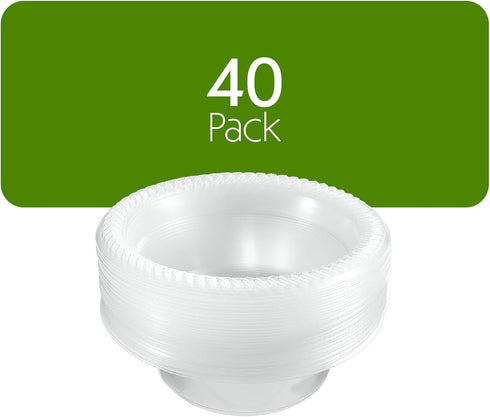 PLASTICPRO 40 Pack Clear Plastic Soup Bowls 5 oz Durable Disposable Small Plastic Bowls for Parties Events BBQ...
