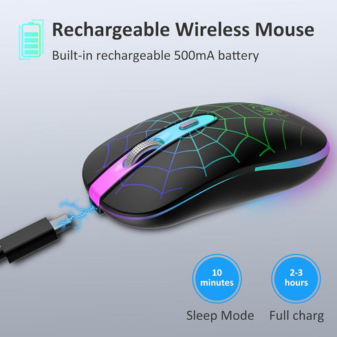 TaIYanG Wireless Mouse, 2.4G Portable Optical Quiet Cute Mouse with USB Receiver and Type C Adapter, 3 Adjustable DPI LED Wireless Mouse for Lapto...