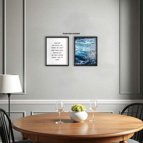 Posterizer 2 pcs-uplifting quotes- ocean wall art-Inspirational Women's Art-Coastal & Nautical Art-Gift for Nature, Surfers and Beach Lovers - Chi...