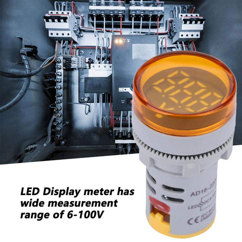 YWBL-WH DC Voltage Display Digital LED Display Voltmeter 6-100V Voltage Meter Monitor Round Lamp Tester Indicator Light Panel...