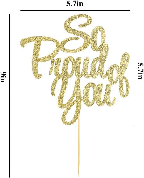 PALASASA So Proud of You Cake Topper - Congrats Grad, Done, Congratulations, Graduation Party Decorations (Golden)...