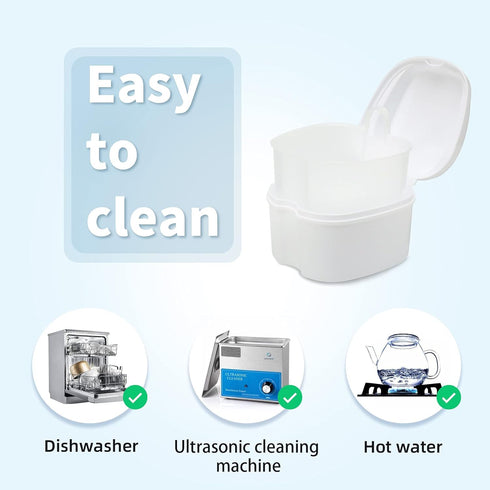 Annhua Dental Orthodontic Retainer Case Cleaning, Denture Cup Holder Case Travel, Denture Retainer Bath Box Storage Soaking Box...