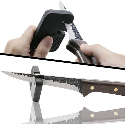 Premium Boning Knife with Sheath & Pocket Knife Sharpener 6 Inch High Carbon Stainless Steel Professional Japanese Fillet Knife Meat Cleaver Hand ...