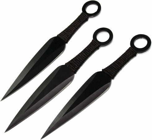 Ace Martial Arts Supply Ninja Stealth Black Throwing Knives with Nylon Case (Set of 3)...
