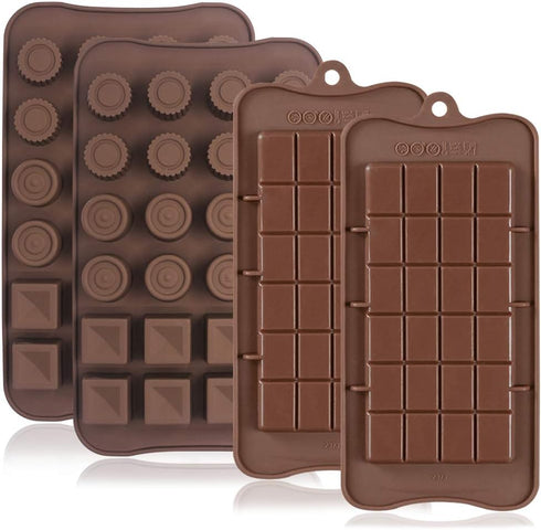 4 Pcs Silicone Chocolate Molds, Non-Stick Chocolate Bar Mold Break-Apart Candy Mold Ice Cube Tray Silicone Baking Mould...
