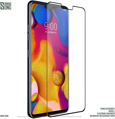 3 Pack Screen Protector for LG V40 ThinQ,3D Curved Anti-Scratch 9H Hardness Full Coverage Silk Print Black Tempered glass Protective Film....