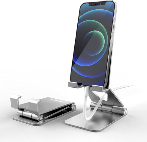 Cell Phone Stand Holder Adjustable Increase Fully Foldable Thick Aluminum Desktop Cellphone Cradle (Silver)......