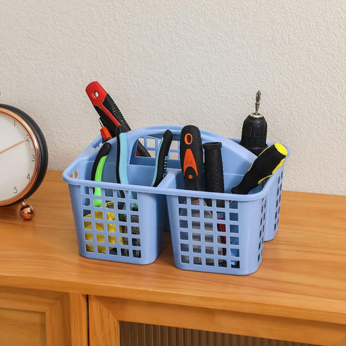 Cleaning caddy bucket Plastic Storage Shower Caddy Basket with Handle for Garden, Cleaning Supplies, Dark blue...