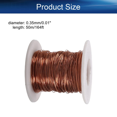 Heyiarbeit 27 AWG Magnet Wire Enameled Copper Wire Enameled Magnet Winding Wire 164ft 0.0138" Diameter Temperature Rating 180? Magnetic Coil for M...
