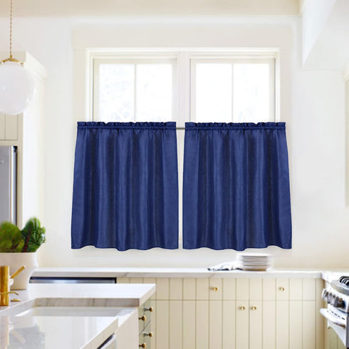 Valea Home Waffle Weave Textured Bathroom Window Curtains Water Repellent Short Curtains Window Covering Half Window Curtains Kitchen Tiers 24 inc...