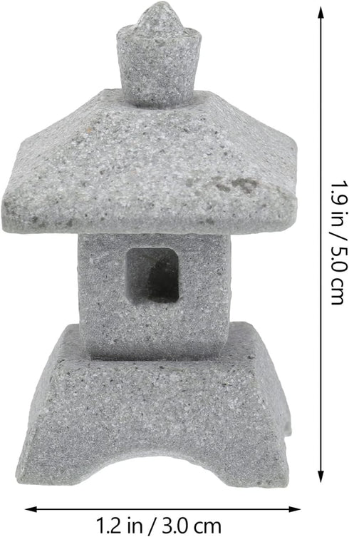 3pcs Chinese Lantern Pagoda Gray Statue Miniature Ornaments Sandstone Sculpture Asian Decor for Plant Pot Home Garden Yard Outdoor Micro Landscape...