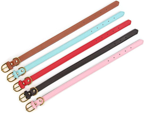 Basic Classic Padded Leather Pet Collars for Cats Puppy Small Medium Dogs (Large, Black)...