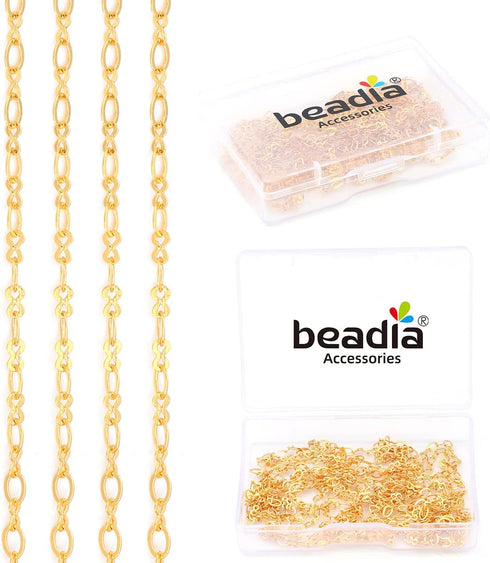 BEADIA 18K Gold Plated O Chains 3.0mm 2 Meters for Jewelry Making Findings...