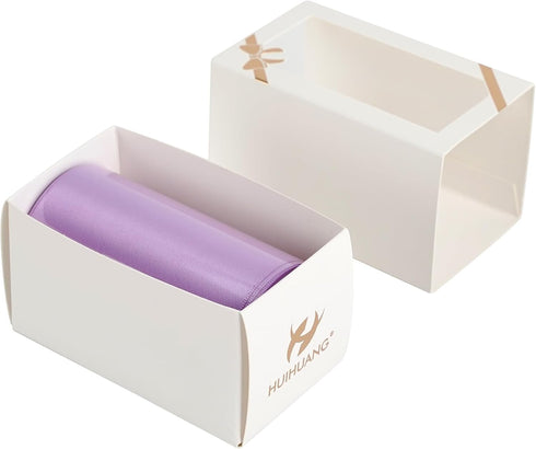 HUIHUANG Lilac Satin Ribbon 4 inch Wide Liliac Purple Ribbon Double-Faced Satin Ribbon for Wedding Chair Sash Bridal Shower Decor Large Bows Makin...