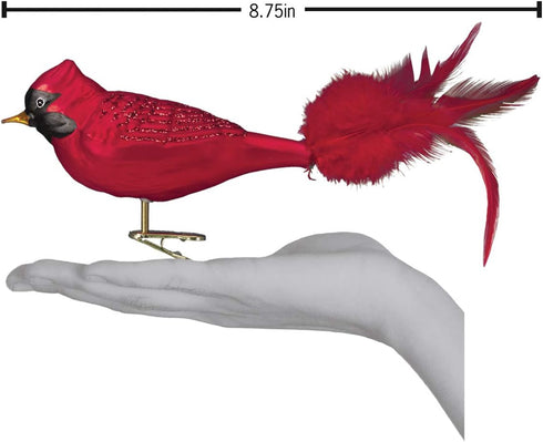 Old World Christmas Large Red Cardinal Glass Blown Ornament for Christmas Tree...