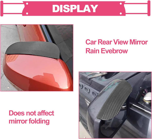 2PCS Car Rearview Mirror Rain Visor, Snap-On Side View Mirror Rain Eyebrow, Waterproof Flexible, Car Exterior Trim Accessories for Universal for C...