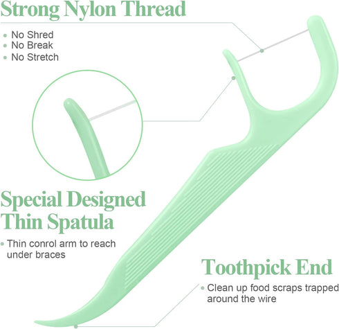 300 Count Orthodontic Flossers for Braces with Floss Dispenser, Braces Flossers for Kids Teeth & Adults, Dental Floss for Braces, Dental Floss Pic...