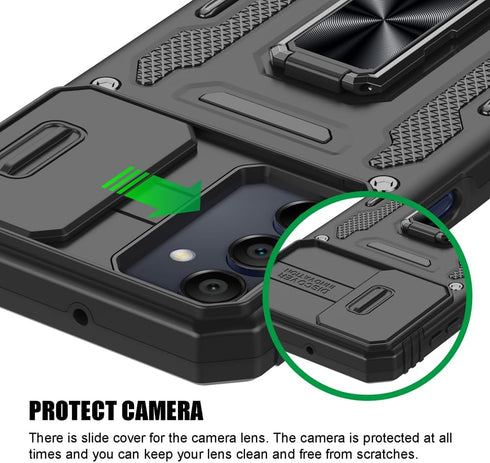 for Samsung Galaxy A35 5G Case, Shockproof Phone Case & Sliding Camera Cover & Ring Holder Kickstand with Screen Protector for Samsung Galaxy A35 ...