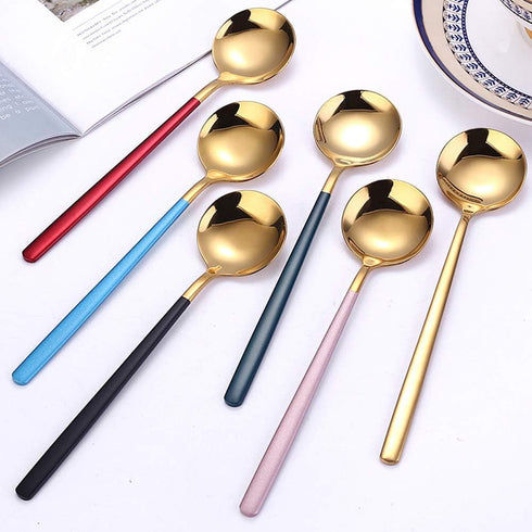 Spoons Cutlery, 18/10 Stainless Steel Korean Spoons 6 Pieces Soup Spoons (Silver)...