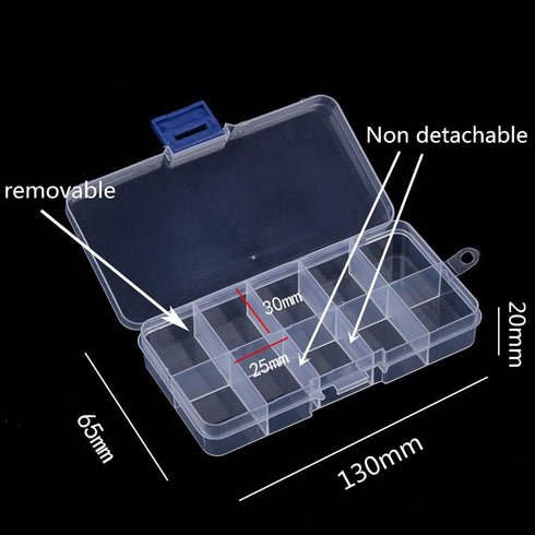10 Girds Rectangle Clear Plastic Storage Box, Jewelry and Crafts Organizer Container with Adjustable Dividers?2 Pack?...