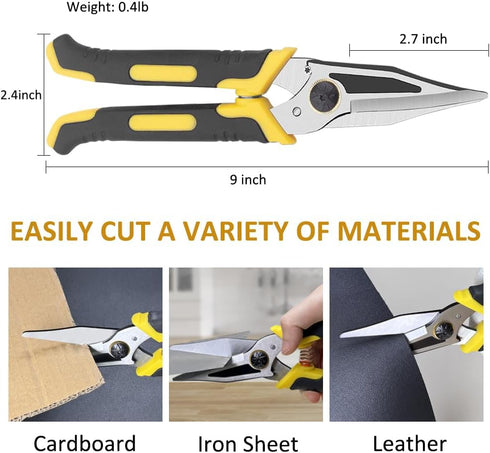 Stainless Steel Industrial Scissors, Utility Scissors Heavy Duty with Non-Slip Comfortable Handle & Safety Lock, Ultra Sharp Stainless Steel Sciss...