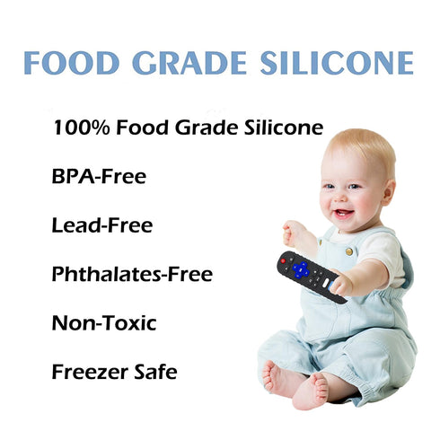 Silicone Baby Teething Toys,TV Remote Control Shape Teething Toys,Remote Teether for Babies 3-24 Months,BPA Free (R-Black)...