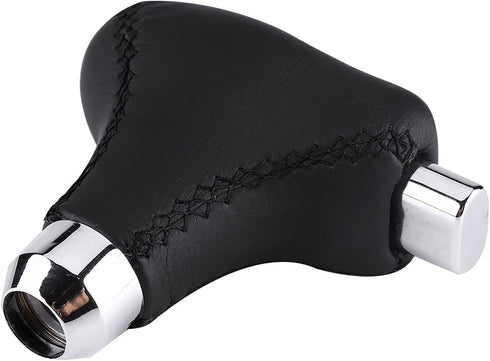 Acouto Automatic Shift Knob with Button Hand Stitched PU Leather Car Gear Shift Knob Cover with Adapters for Automatic Vehicles Black...