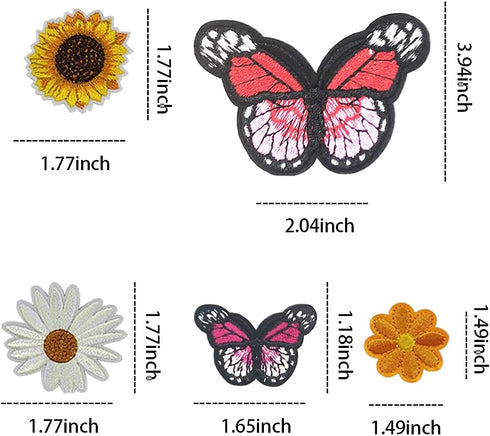 42pcs Embroidered Flowers Butterfly Iron on Patches Sunflower Daisy Patch for Clothing Sew on Patches Set for Jackets Jeans Bags Clothes Arts Craf...