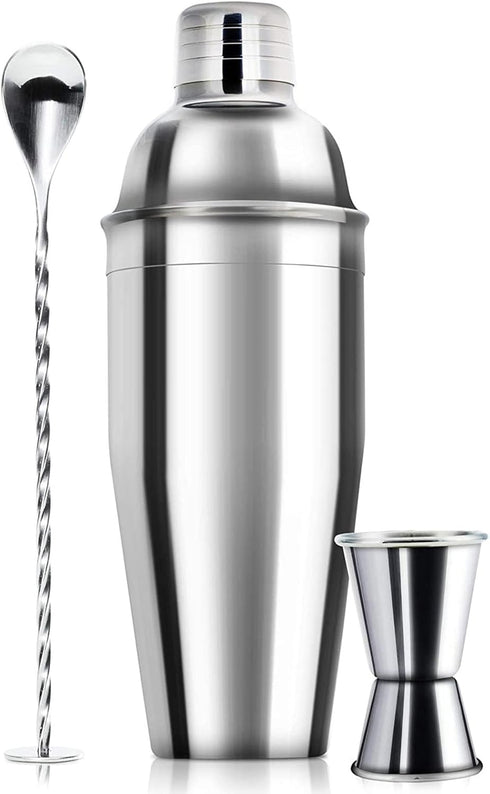 24oz Cocktail Shaker Bar Set - Professional Margarita Mixer Drink Shaker and Measuring Jigger & Mixing Spoon Set - Professional Stainless Steel Ba...