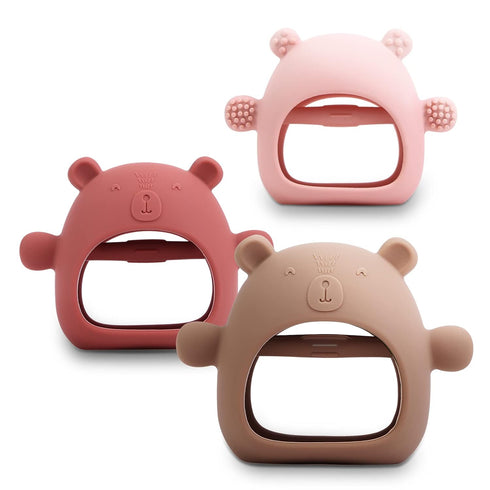 3 Pack Baby Teething Toy for 0-6 Months,Never Drop Teether for Babies 6-12 Months, BPA Free Dust-Proof Silicone Hand Pacifier Baby Chew Toys for I...