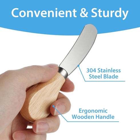 4 Pcs Cheese Spreader Set with Wooden Handle Mini Butter Knives Stainless Steel Cheese Slicer Small Cocktail Cutter for Charcuterie Boards Appetiz...