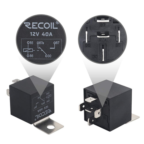 Recoil 2 Pack Automotive 5-Pin 30/40A 12V SPDT Relays with Interlocking Relay Sockets and in-line ATC Fuse Holders (2 Pack)...