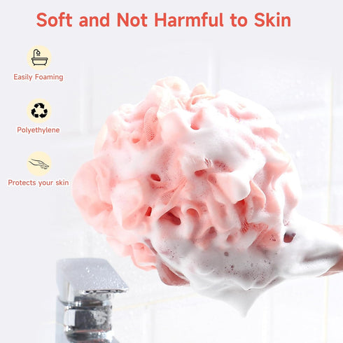 Luffa Loofah Sponge Shower Loofahs 50g Shower Bath Sponges Exfoliating Mesh Pouf Mesh Balls 4 Colors for Body Wash Back Scrubber Bathroom Men Wome...