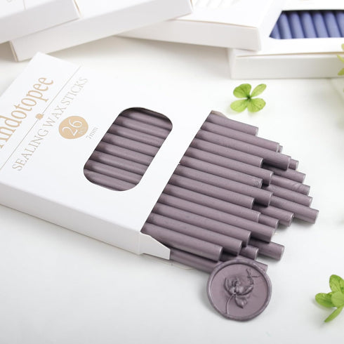 Grey Purple Wax Seal Sticks 26pcs, Andotopee Glue Gun Wax Seal Sticks for Wax Seal Stamp, Premium Sealing Wax for Envelope Letter Seal Wedding Inv...